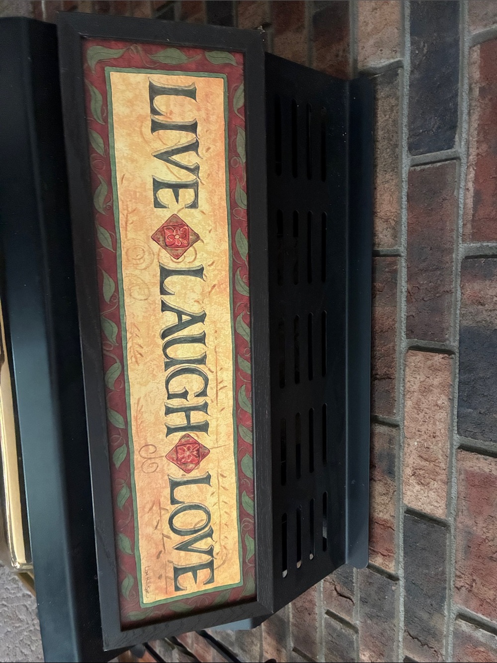 Live Laugh Love Framed Wall Sign - Black Frame with Red and Cream Accents